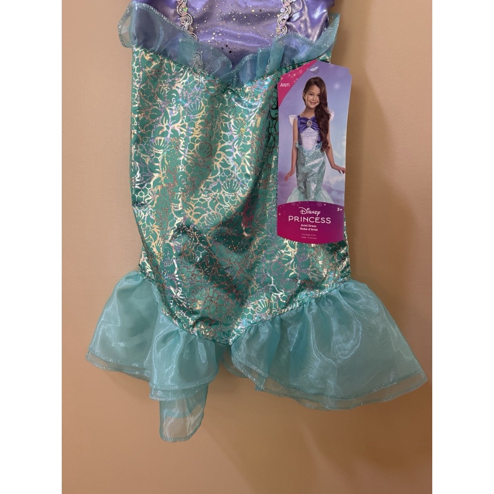 NEW Disney Princess Ariel Core Dress Costume Fits Sizes 4-6X NWT - Picture 8 of 12